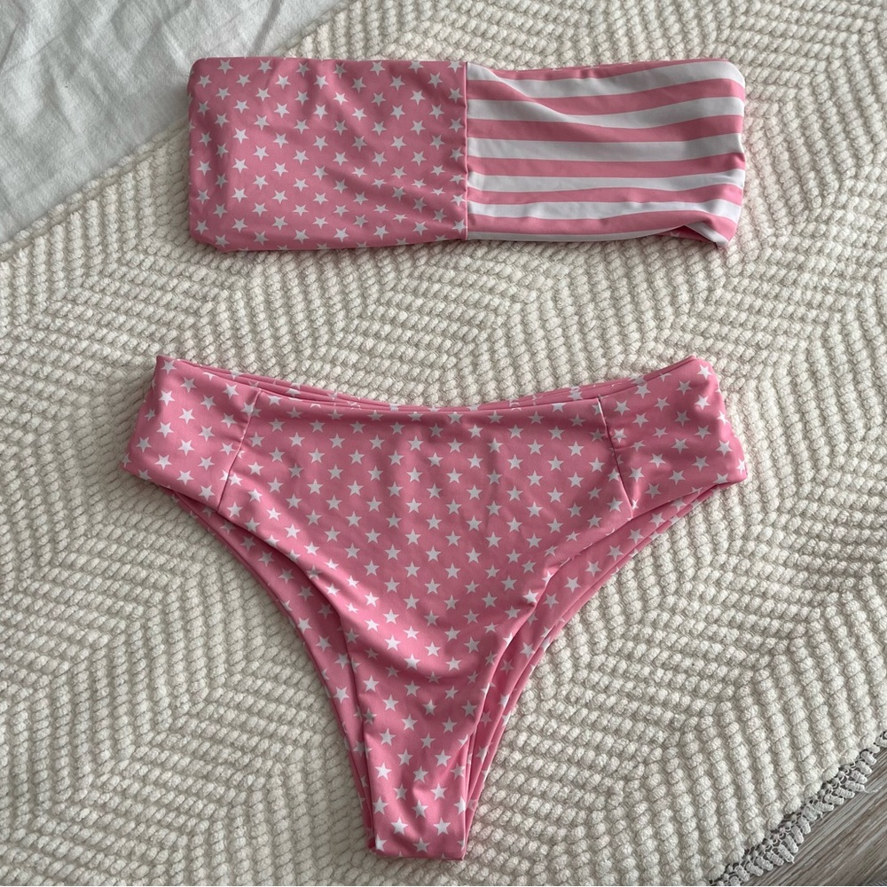 Pink Star and Stripe Bikini Set